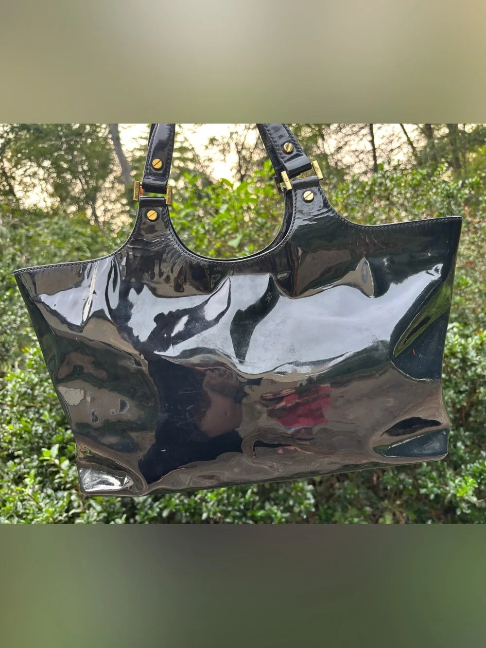 Tory Burch Bombe Patent Leather Tote Bag